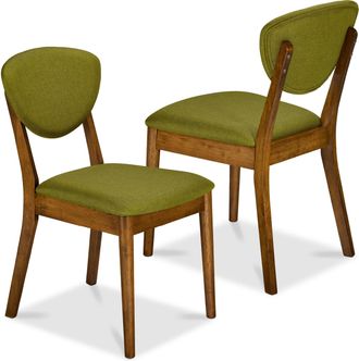 Best Choice Products 2-Piece Mid-Century Modern Wood & Upholstered Dining Chair Set