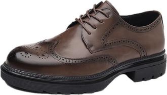 Generic Mens Genuine Leather Oxford Shoes Brogue Style British Classic Premium Business Dress Footwear Formal Comfortable Shoes for Office and Daily Wear(Brow