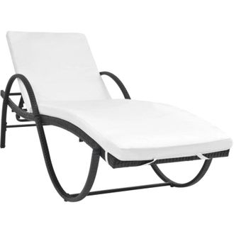 vidaXL Tumbona De Jard&iacute;n Con Coj&iacute;n De Rat&aacute;n Sint&eacute;tico Negro Vidaxl