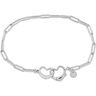 Delmar Double Heart Paperclip Link Bracelet in Silver at Nordstrom Rack