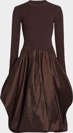 SIMKHAI Kenlie Mixed Media Bubble Midi Dress