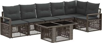 vidaXL Conjunto De Sof&aacute;s De Jard&iacute;n 7 Uds. Gris Y Gris Oscuro Vidaxl
