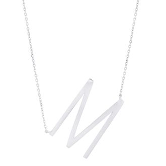 MAX + STONE Solid 10K Yellow or White Gold Initial Pendant Necklace 16-18 inch Cable Chain