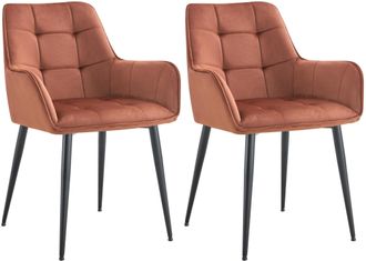 Clp Clp - Lote De 2 Sillas De Comedor De Terciopelo Ferndale Marr&oacute;n