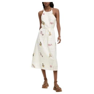 Desigual Midi Dresses, female, White, Size: S Halter Midi Dress