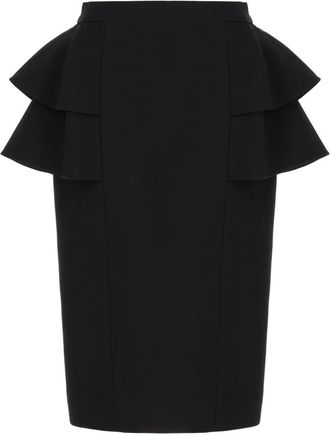 Valentino Garavani Elegante Gonne Rok voor Vrouwen - Dames - Midirokken - Zwart - M - Wol - Rokken