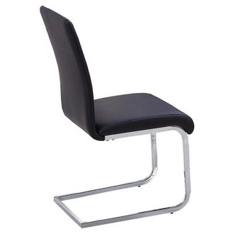 Best Master Furniture Best Master Alison Faux Leather Chrome Dining Side Chair in Black (Set of 2)