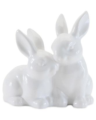 Melrose International Set Of 4 Ceramic Mini Garden Bunny Couple