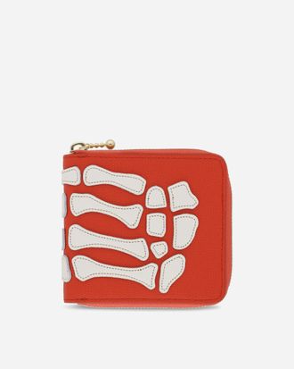 KAPITAL Thumb Up Bone Band Zip Wallet Red