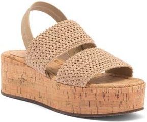 Nordstrom Rack Cassie Platform Wedge Slingback Sandal in Beige Sand/Cork at Nordstrom Rack, Size 9.5