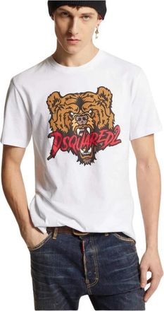 Dsquared2 Bears Logo T-Shirt - Heren - T-shirts - Wit - S - Katoen - Tops