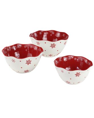 Euroceramica Winterfest 3Pc Nesting Bowl Set