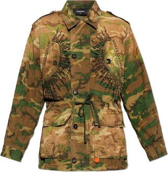 Dsquared2 Light Jackets, male, Green, Size: 2XL Sequin-Embellished Jacket