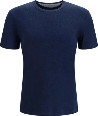 Brunello Cucinelli T-shirt in jersey di cotone a coste effetto denim - - Tops - Uomo - Blu - 2XL