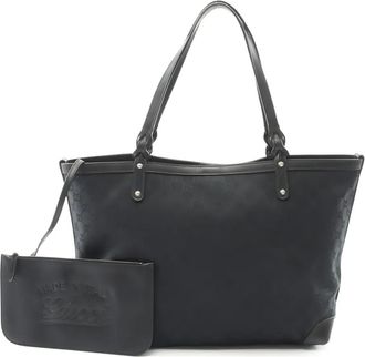 Gucci 2010s GG-canvas leather tote bag - Black