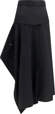 Burberry Womens Heather Asymmetric Skirt Black Cotton