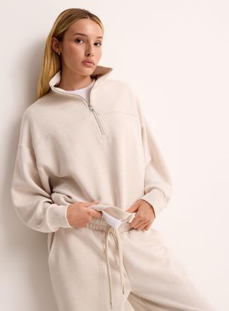 Miiyu Womens Zip-collar peachskin-feel sweatshirt