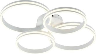 QAZQA Qazqa - Diseño Plafón blanco con led de 4 luces regulable en 3 pasos - Navara Aluminio /Plástico /Acero Redonda Incluye led Max. 4 x 55 Watt