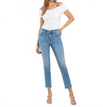 Flying Monkey High Rise Crop Slim Straight Jean In Blue