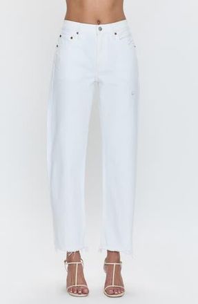 Pistola Denim Lexi Mid Rise Bowed Straight Leg Jeans in Luxe White Vintage at Nordstrom Rack, Size 31