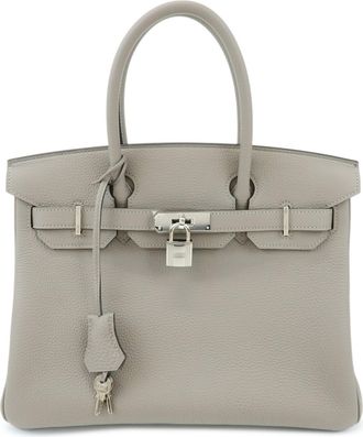 Herm&egrave;s Birkin Grey Togo With Palladium Hardware Gray Leather Handbag (Pre-Owned)