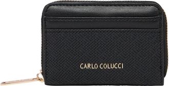 Carlo Colucci Kleine Portemonnee met Raffia-look - Dames - Portefeuilles - Zwart - ONE Size - Accessoires
