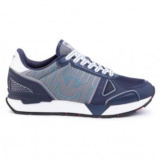 Emporio Armani Schoenen, Heren, Blauw, 42 EU, Polyester, Polyester Sneakers