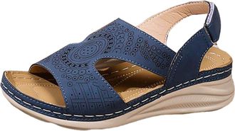 Generic Womens Low Wedge Sandals Soft Breathable Insole And Non Slip Rubber Outsole Open Toe Sandal Elastic Ankle Strap Summer Sandals For Women 2026 Trendy (