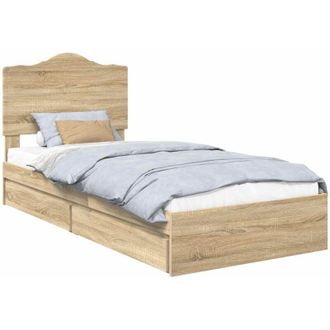 vidaXL Storage Bed with Drawer Sonoma Oak 75 x 190 cm Engineered Wood vidaXL