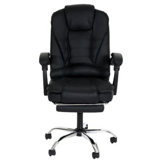 Hhg Nunca Usado] Silla De Oficina Hhg 378, Silla De Escritorio Silla Giratoria Silla Ejecutiva, Reposapi&eacute;s Extensible Imitaci&oacute;n De Cuero Base De Plata, Ne