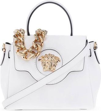 Versace White Leather Small La Medusa Handbag