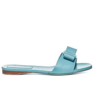 Ferragamo Salvatore Ferragamo Ladies Tyrone Turquoise Vicky Viva Bow Slide Sandals, Size 5.5