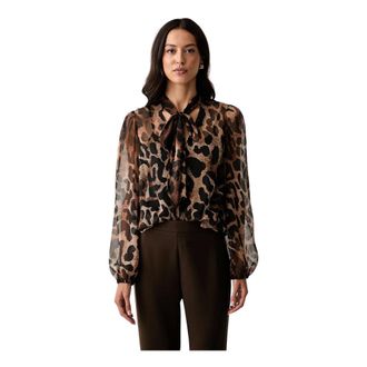 Twinset Overhemden, Dames, Bruin, L, Polyester, Transparante Blouse met Afneembare Onderjurk