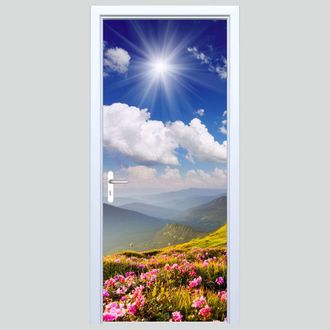 OEM Adhesivo De Tela Para Puerta Con Azafranes Y Monta&ntilde;as De Fondo 346pd