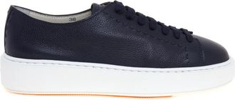 Santoni Leren Sneaker - Dames - Sneakers - Blauw - 38 EU - Leer - Schoenen