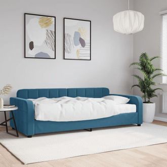 vidaXL Sof&aacute; Cama Con Colch&oacute;n Terciopelo Azul 90x200 Cm Vidaxl