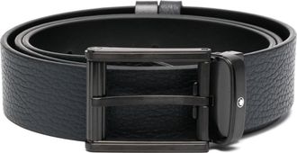Montblanc pebble-leather buckle belt - men - Calf Leather - One Size - Blue