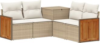 vidaXL Juego De Sof&aacute; 5 Uds. Beige Y Blanco Crema Vidaxl