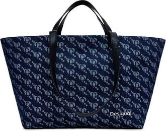 Desigual Arco Logo Denim Tote in Blue at Nordstrom