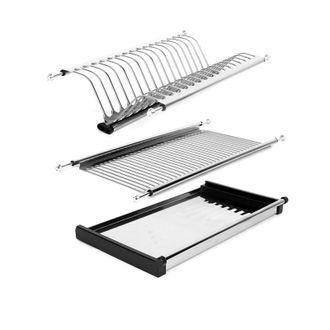 OEM Escurridor De Platos Moderno De Acero Inoxidable Plegable De 2 Niveles, Estante De Almacenamiento Para Platos Y Cuencos, Para Armarios De 53 A 58 Cm D