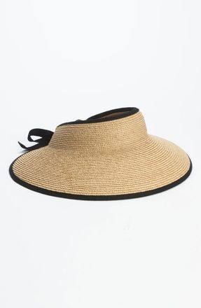 Helen Kaminski Mita Packable Raffia Visor in Natural/Midnight at Nordstrom