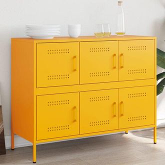 vidaXL Credenza Giallo Senape 100,5x39x79 cm in Acciaio vidaXL