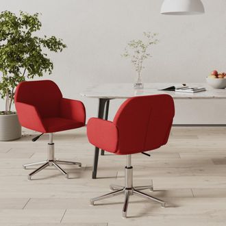 vidaXL Sillas De Comedor Giratorias 2 Unidades Tela Rojo Tinto Vidaxl
