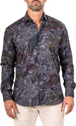 Maceoo Fibonacci Marthyr 0256 Paisley Contemporary Fit Button-Up Shirt in Black at Nordstrom, Size 4