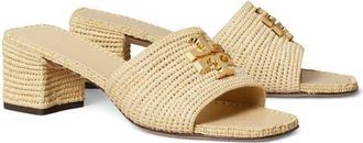Tory Burch Eleanor Raffia Slide Sandal in Natural/gold at Nordstrom, Size 10.5