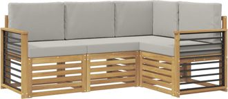 vidaXL Conjunto De Sof&aacute;s De Exterior 4 Uds. Blanco Y Gris Claro Vidaxl