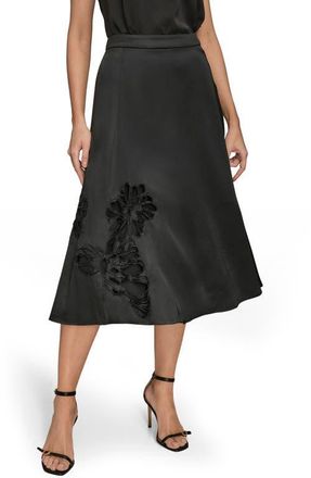 DKNY Sequin Floral A-Line Midi Skirt in Black at Nordstrom, Size 12