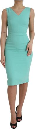 Dolce & Gabbana Groene mouwloze Bodycon Midi Jurk - Dames - Casual kleedjes - Groen - XS - Kleedjes