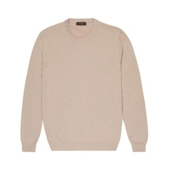 Zanone Round-neck Knitwear, male, Beige, Size: XL Crew Neck Sweater