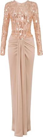 Elisabetta Franchi Red Carpet sequin embellished draped dress - Neutrals